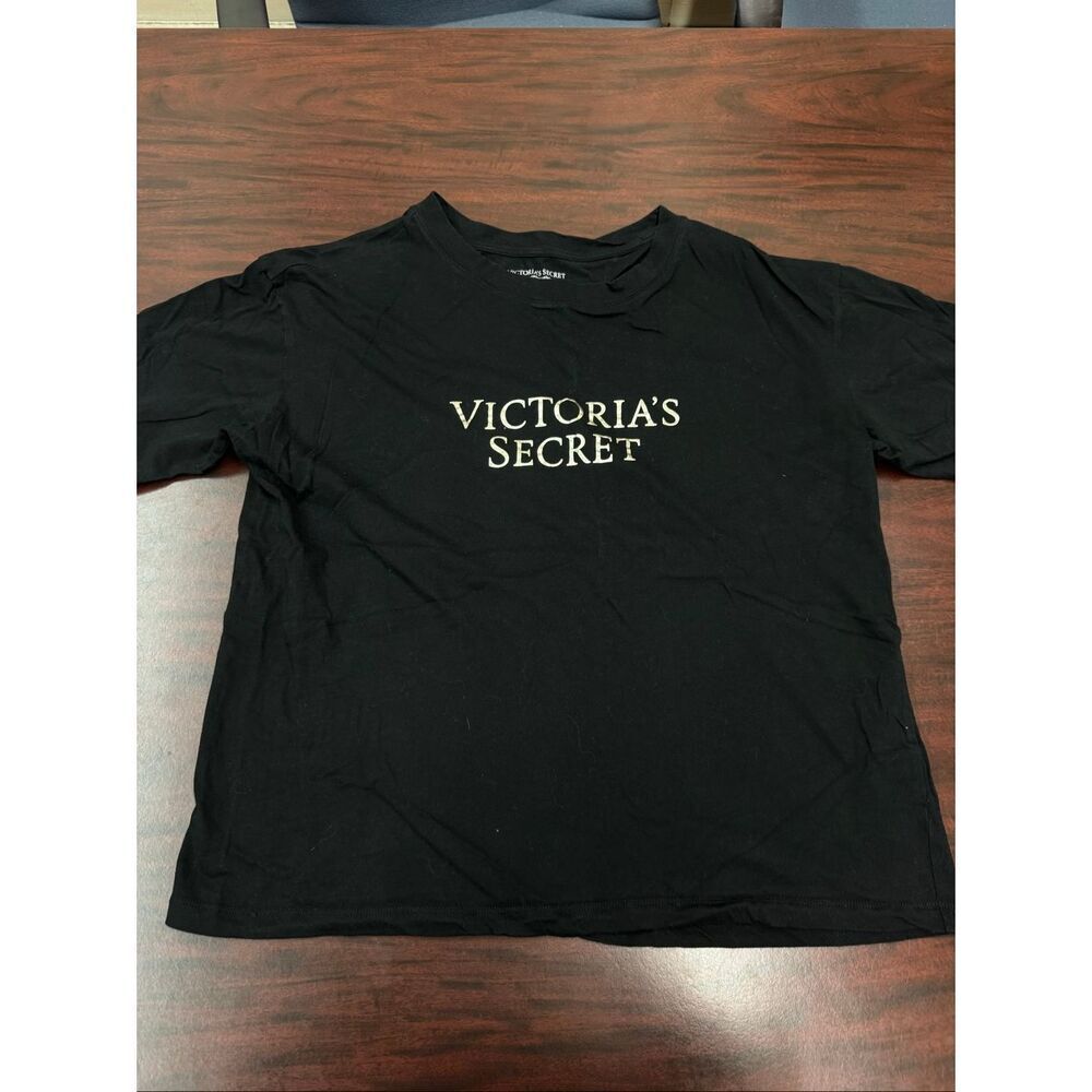 Victoria’s Secret Black Oversized Short Sleeve Shirt Size Small